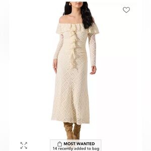 Astr Cream Off-Shoulder Lace Dress